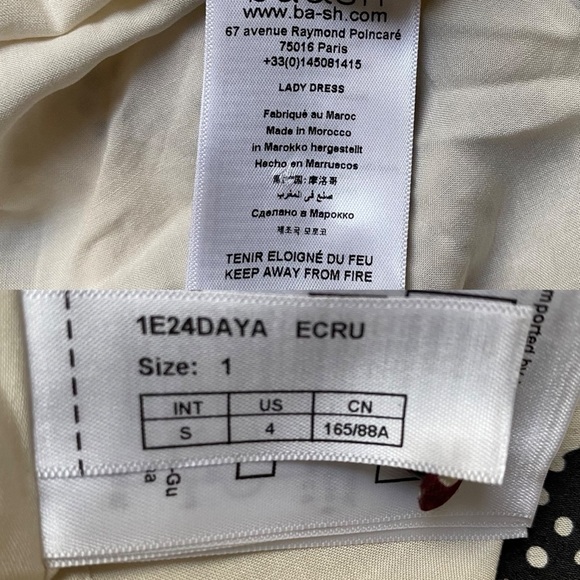 NWT Ba&sh Daya Ivory Floral Polka Dot Midi Dress Small Romantic French - Picture 15 of 16